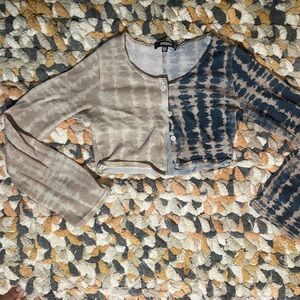 Missguided Tie-Dye Knit Top in Beige and Blue